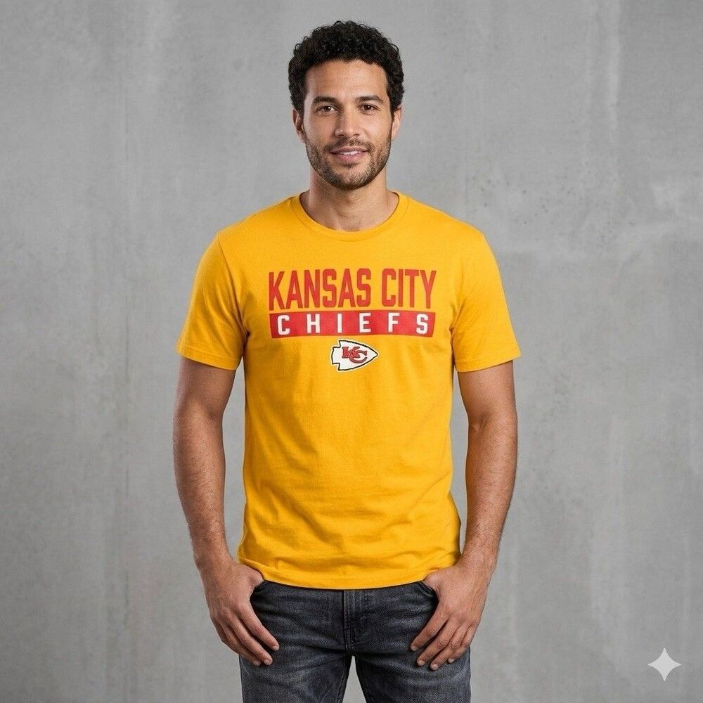 Fanatics Kansas City Chiefs Graphic T-Shirt Yellow Mens L Short Sleeve NWOT
